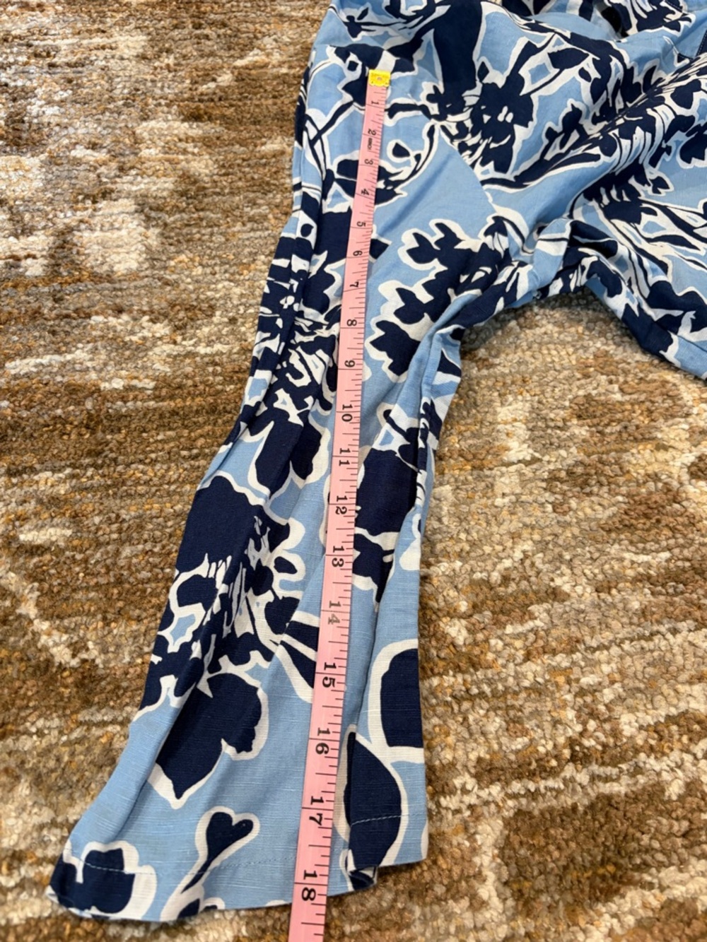 St. John's Bay Light Blue and Navy Floral Split V Tunic - Picture 2 of 5